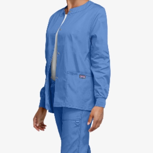 Cherokee Workwear Women's 3-Pocket Snap Front Scrub Jacket size small Ceil Blue - Picture 3 of 8